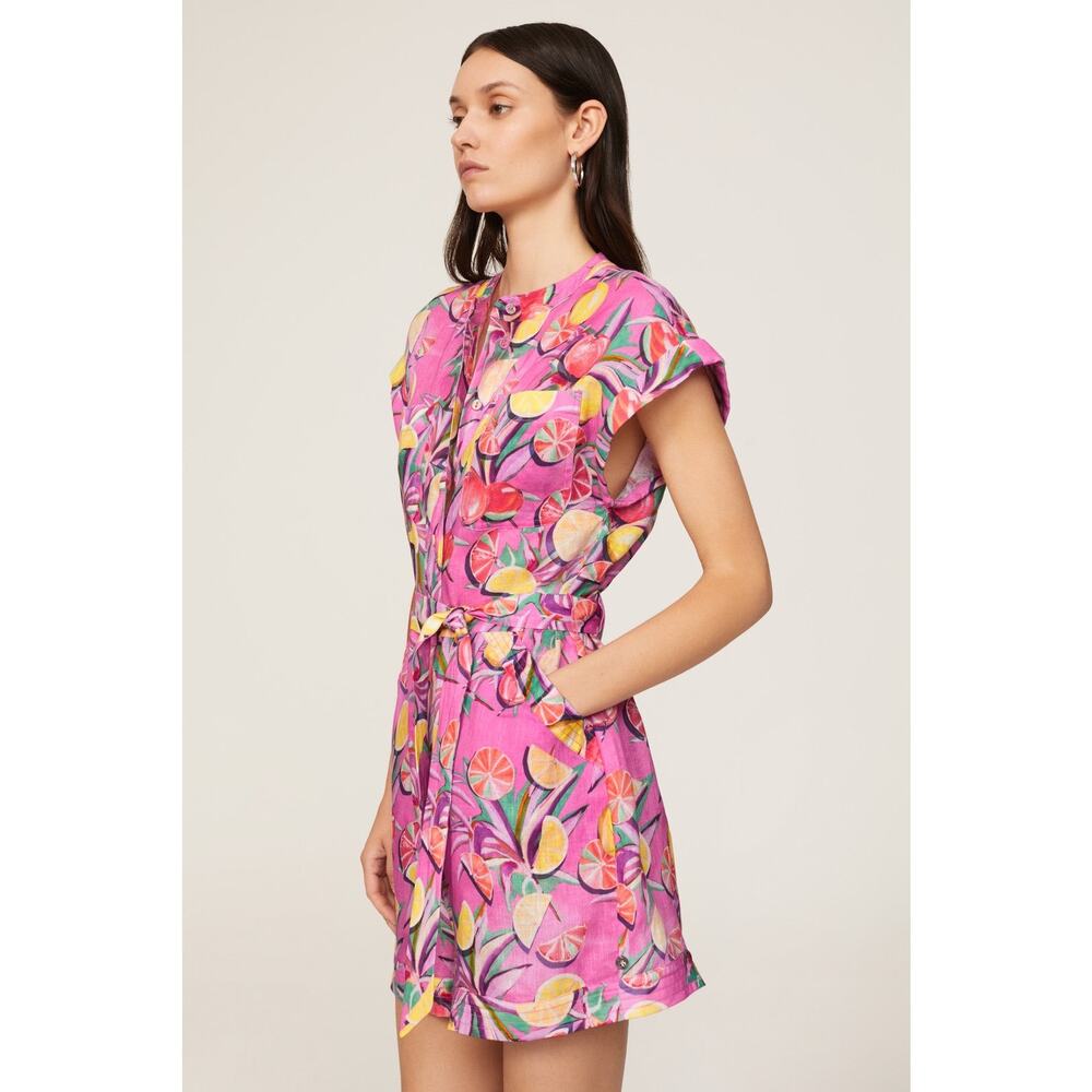 Scotch & Soda Pink Citrus Fruit Print Linen Tie Waist Romper Size M - Picture 2 of 16